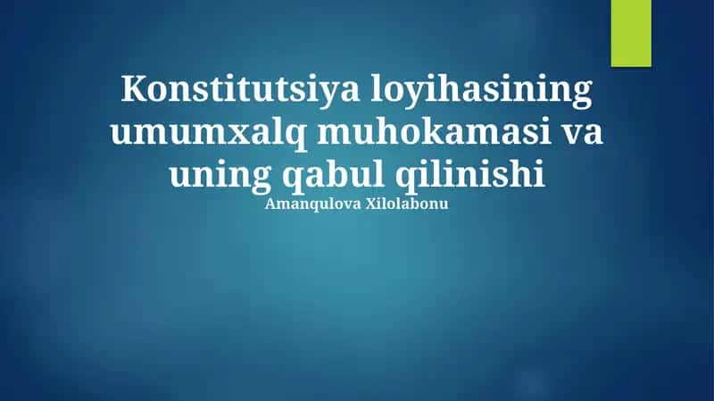 Konstitutsiya loyihasining umumxalq muhokamasi va uning qabul qilinishi
