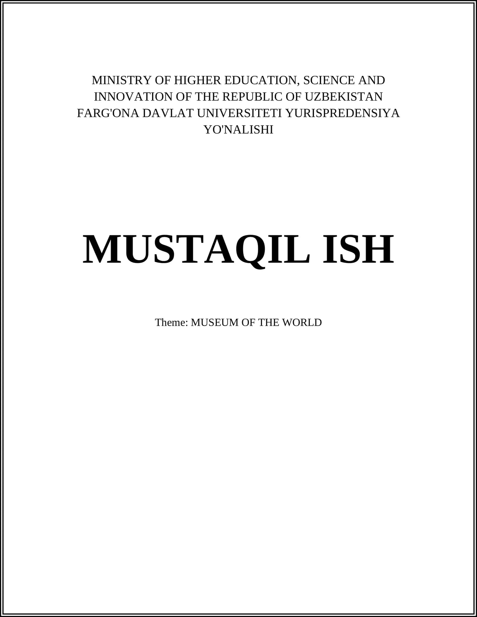 MUSEUM OF THE WORLD
