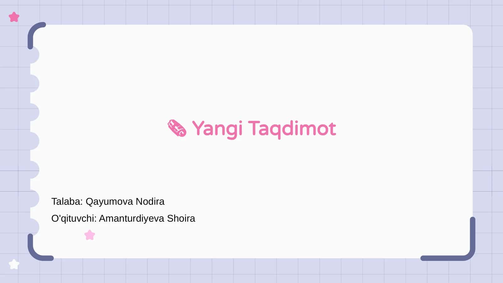 🗞 Yangi Taqdimot