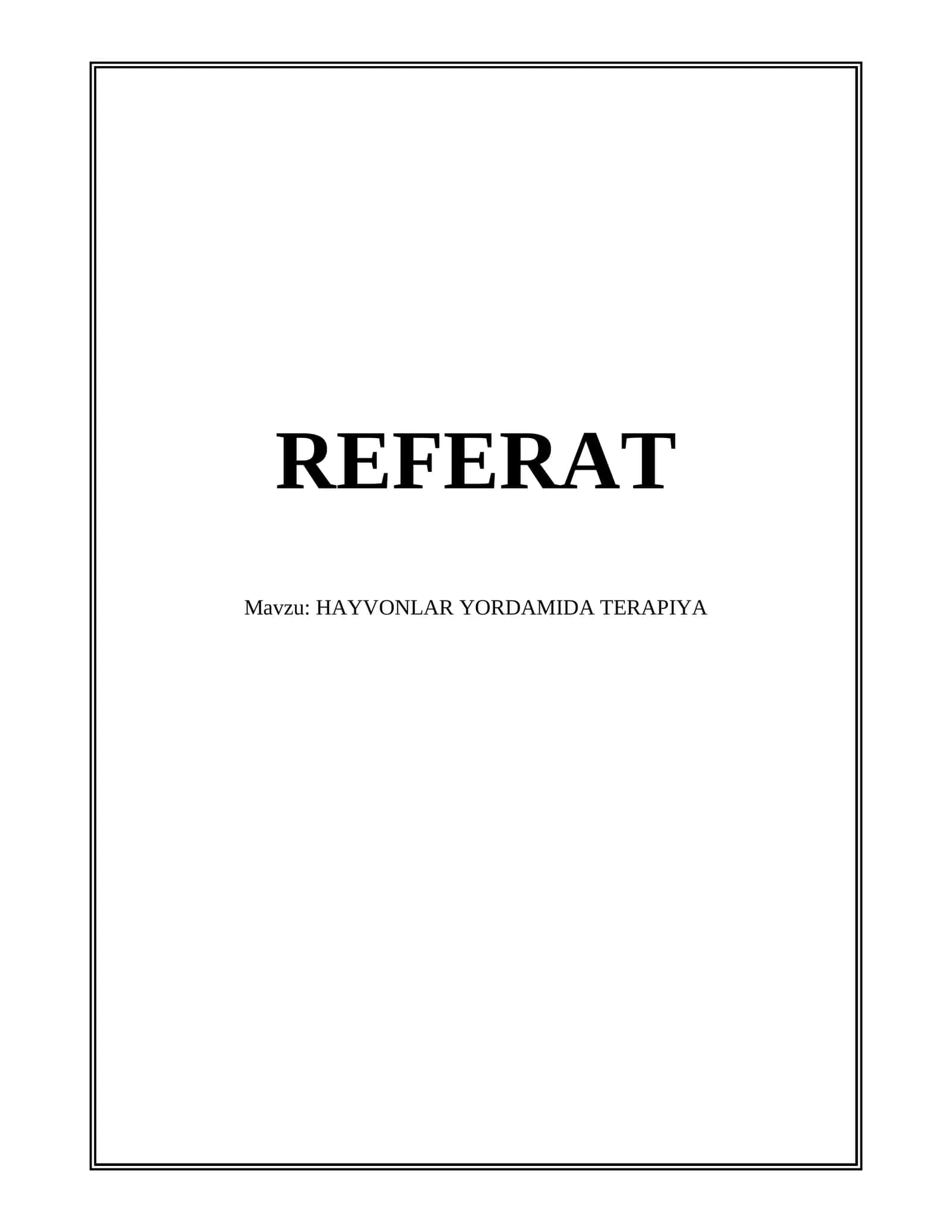 HAYVONLAR YORDAMIDA TERAPIYA