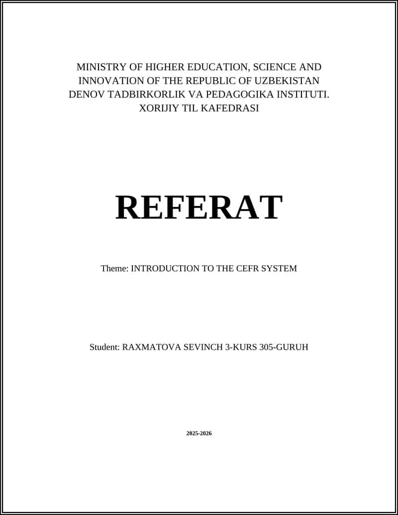 INTRODUCTION TO THE CEFR SYSTEM
