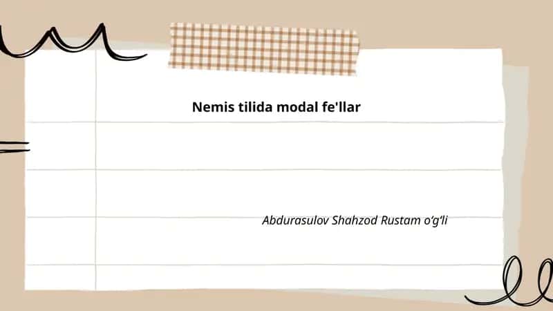 Nemis tilida modal fe'llar