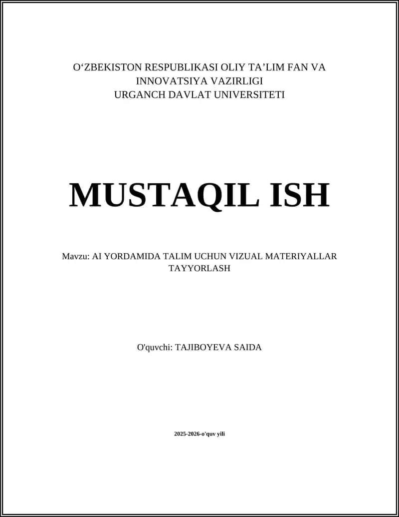 AI Yordamida Talim Uchun Vizual Materiyallar Tayyorlash
