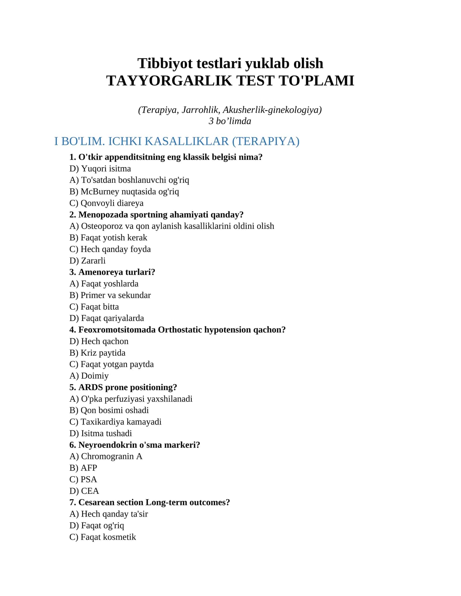 Tibbiyot testlari yuklab olish
