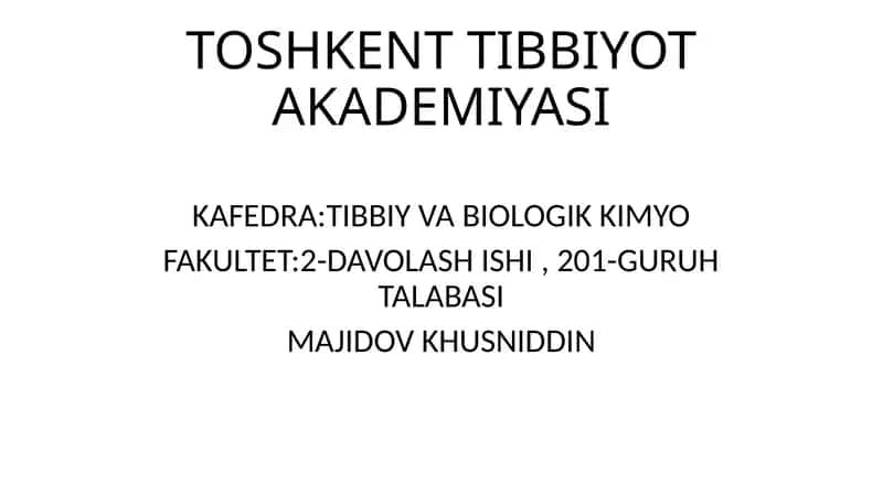 AMINOKISLOTALAR ALMASHINUVI TUG’MA KASALLIKLARI