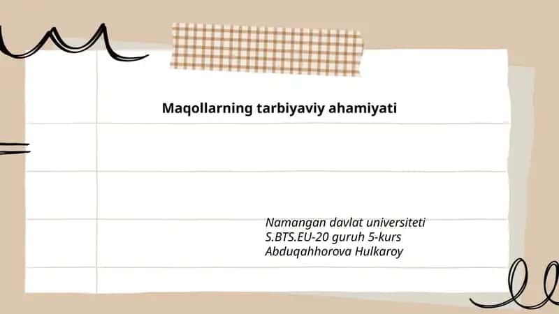Maqollarning tarbiyaviy ahamiyati