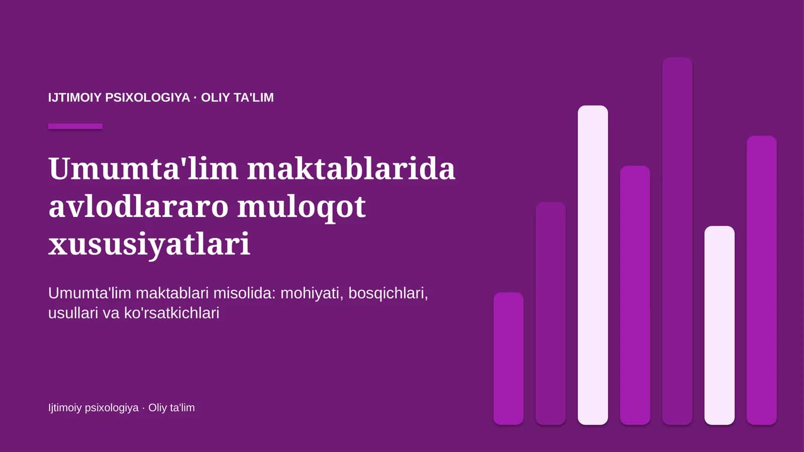 Umumta'lim maktablarida avlodlararo muloqot xususiyatlari