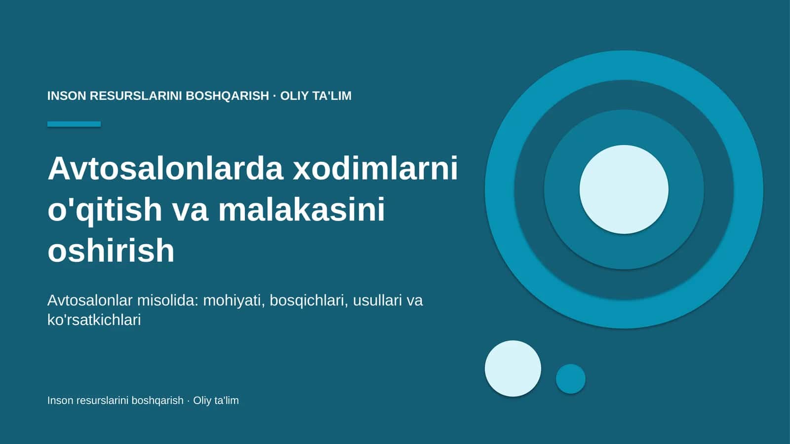 Avtosalonlarda xodimlarni o'qitish va malakasini oshirish
