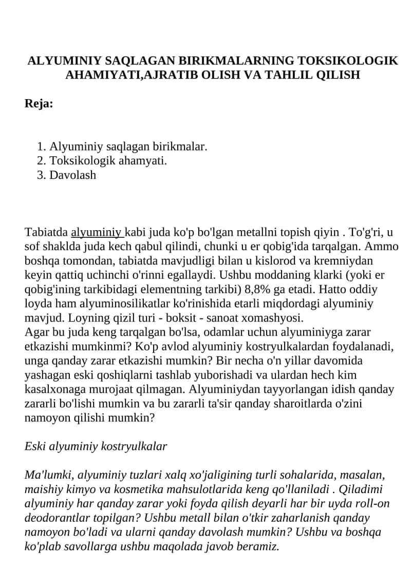 toksikoligiya referat