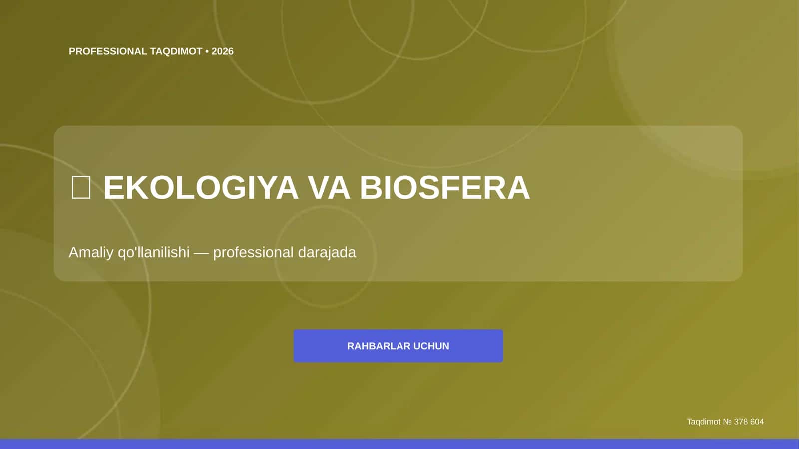 Ekologiya va biosfera: amaliy qo'llanilishi (professional darajada) [rahbarlar uchun]