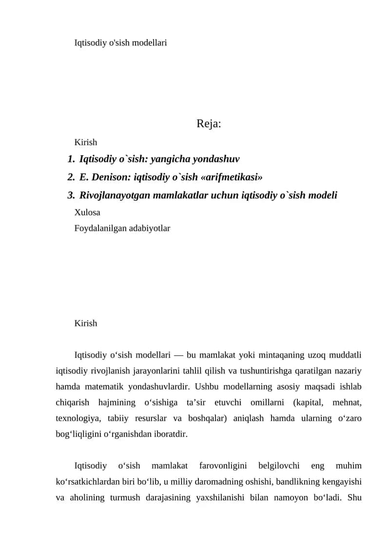 Iqtisodiy o'sish modellari