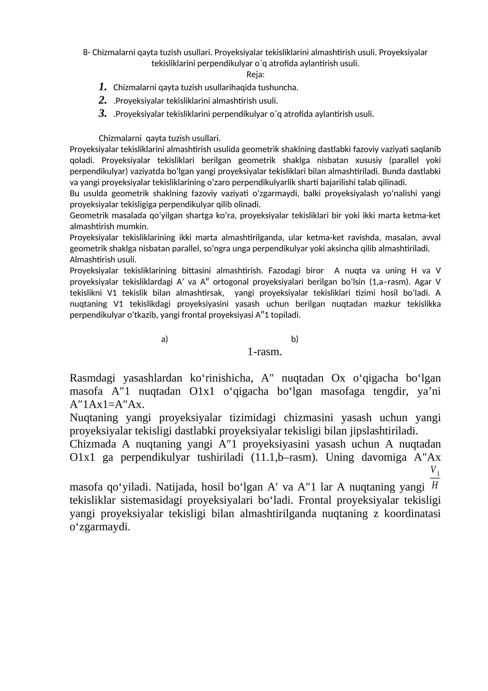 Chizmalarni qayta tuzish usullari