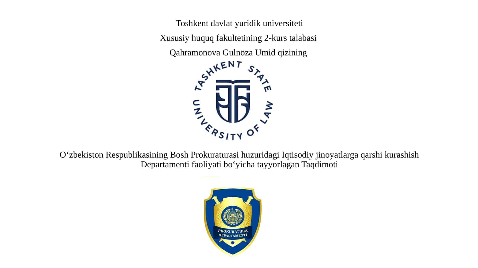 Toshkent Davlat Yuridik Universiteti Xususiy Huquq Fakulteti