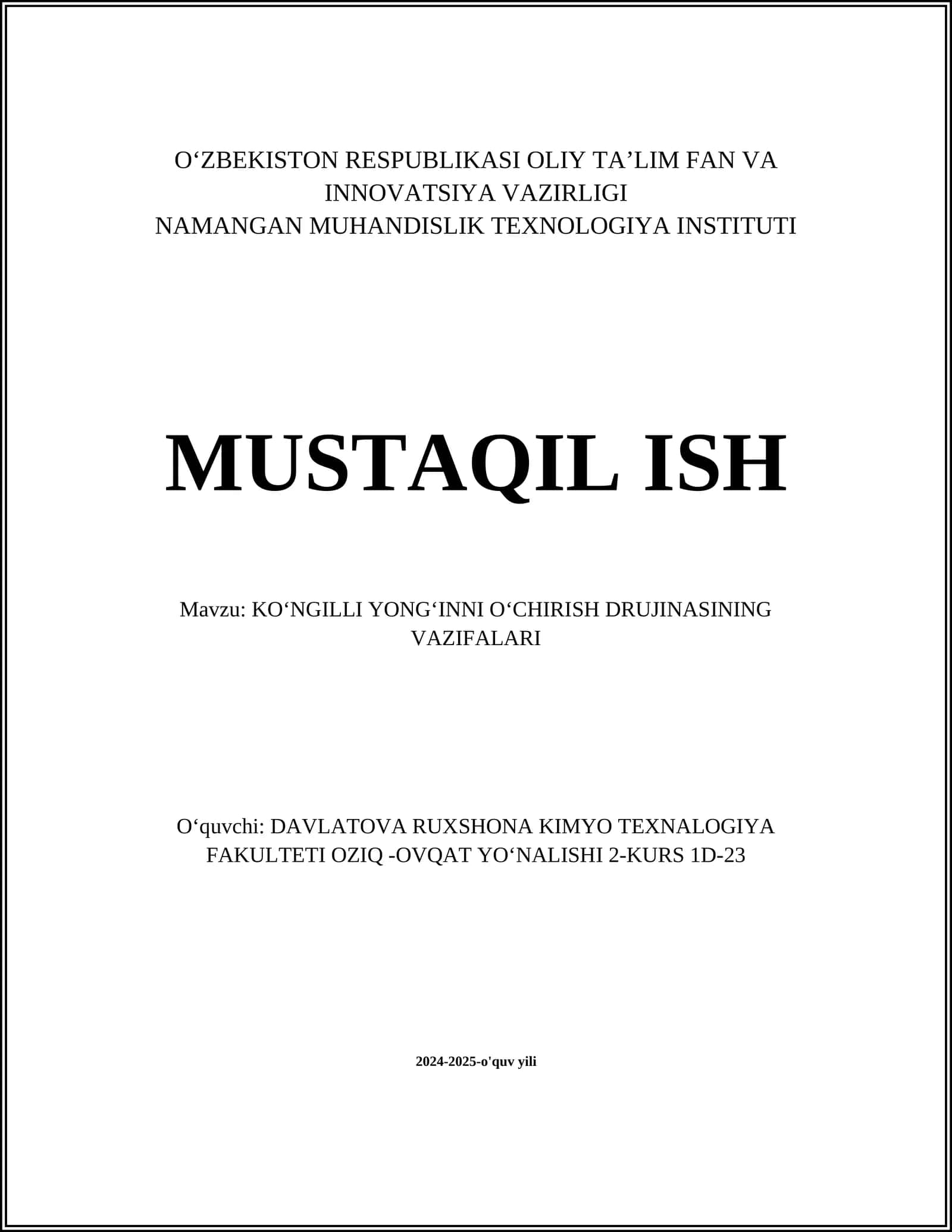 KOʻNGILLI YONGʻINNI OʻCHIRISH DRUJINASINING VAZIFALARI