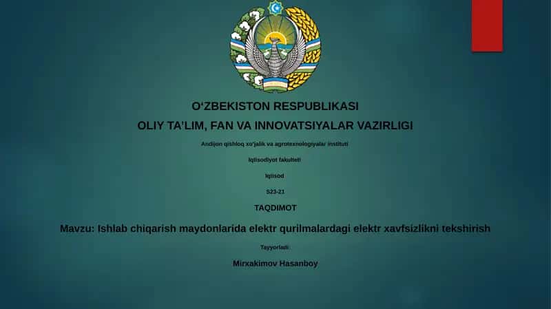 Ishlab chiqarish maydonlarida elektr qurilmalardagi elektr xavfsizlikni tekshirish