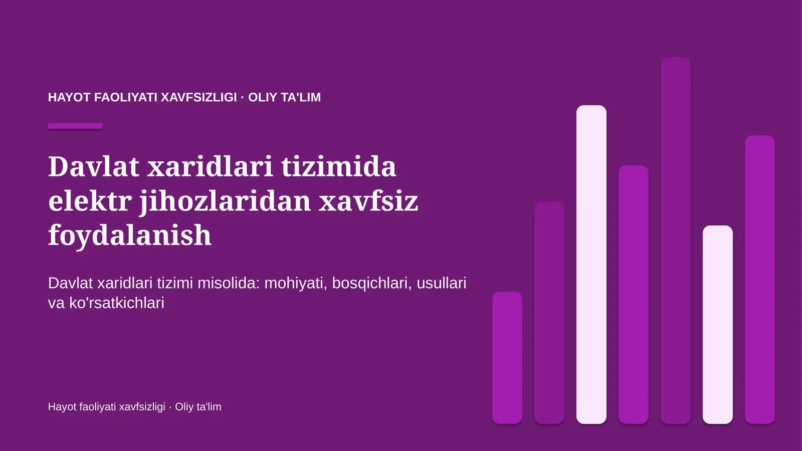Hayot faoliyati xavfsizligi · Oliy ta'lim