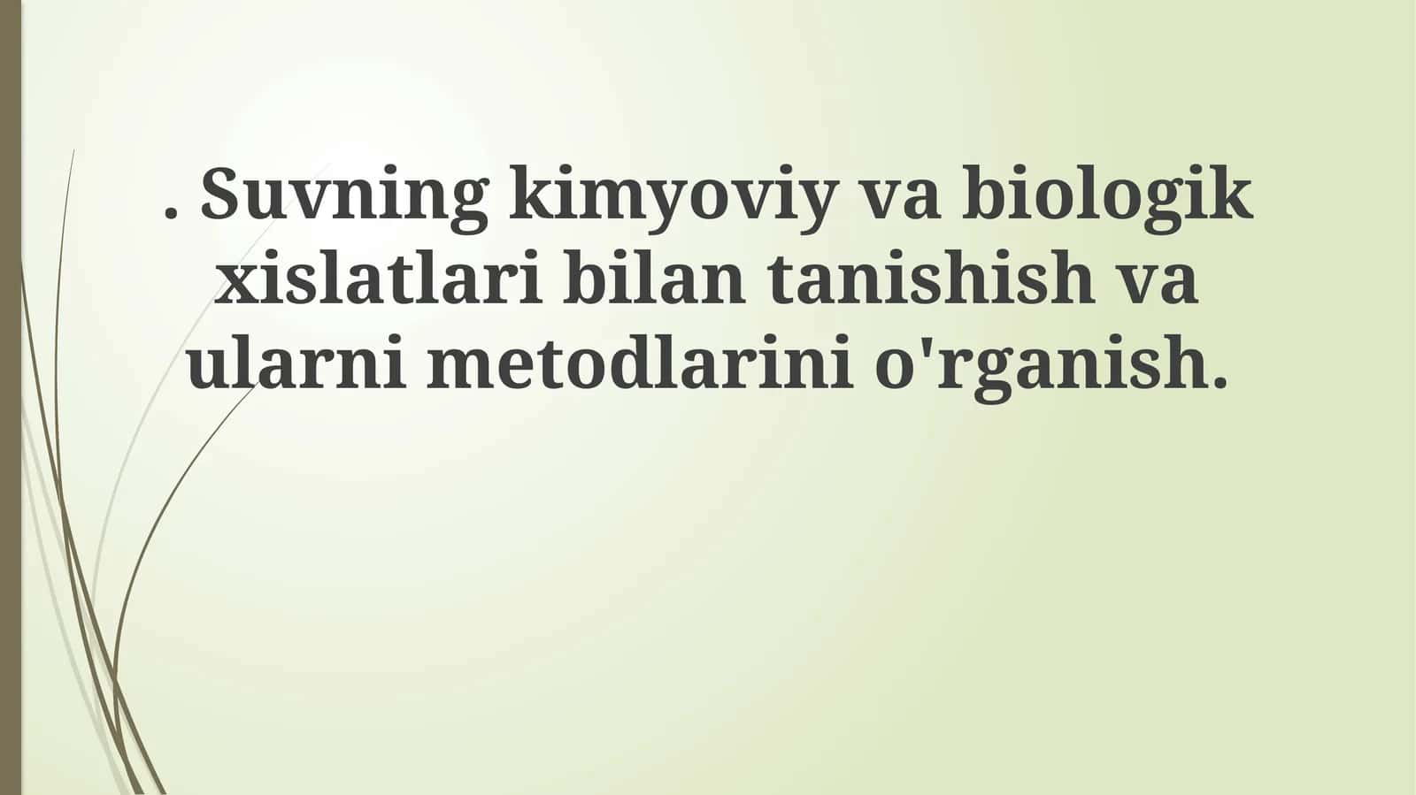 Suvning Kimyoviy va Biologik Xossalari