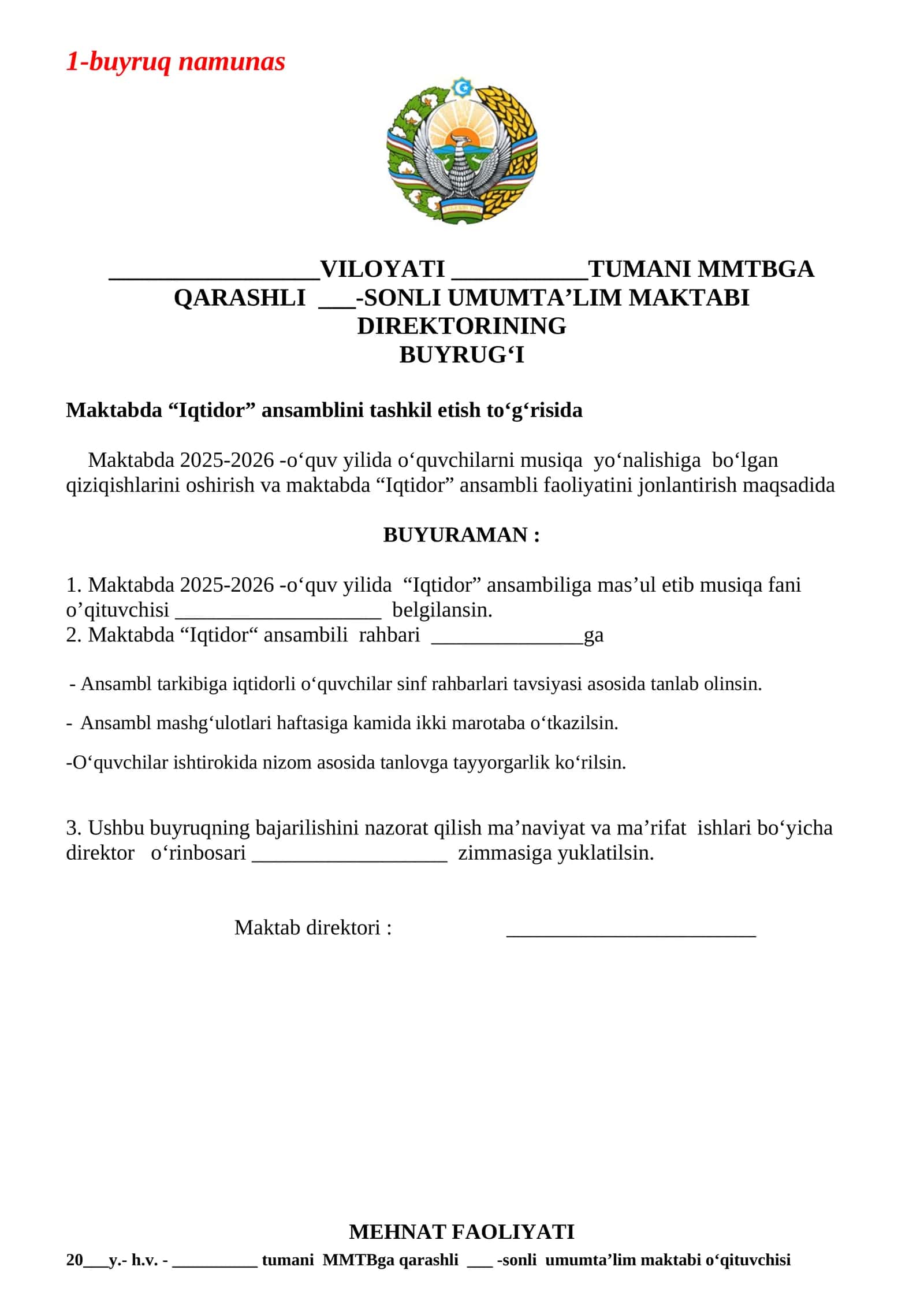 Buyruq namunas