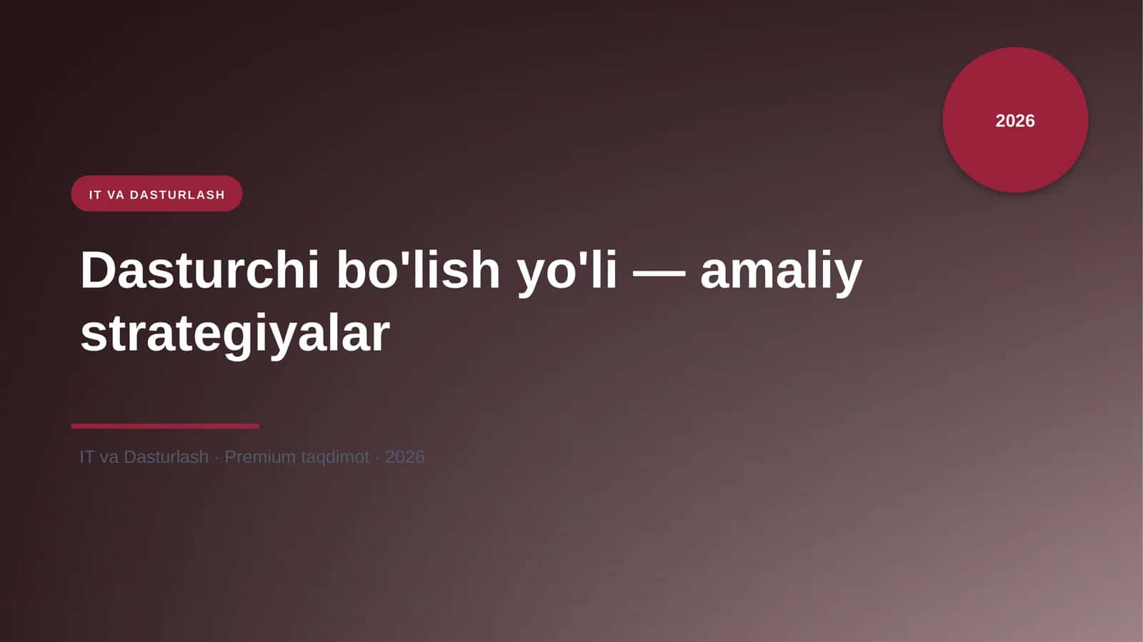 Dasturchi bo'lish yo'li — amaliy strategiyalar