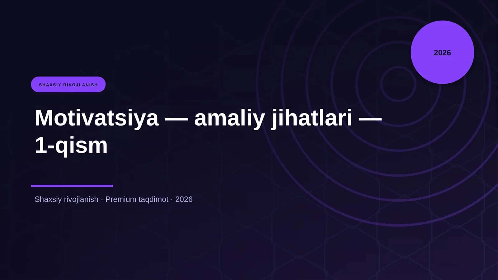 Motivatsiya — amaliy jihatlari — 1-qism