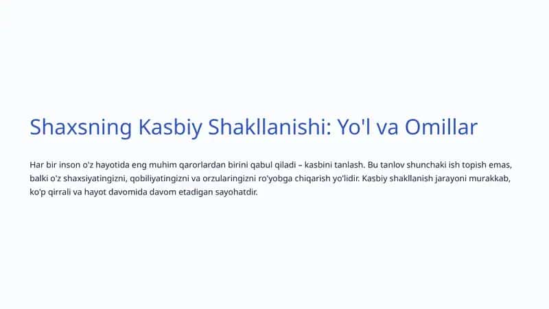 Kasbiy Shakllanish