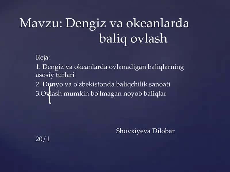 Dengiz va okeanlarda baliq ovlash