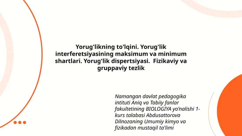 Umumiy Kimyo va Fizika