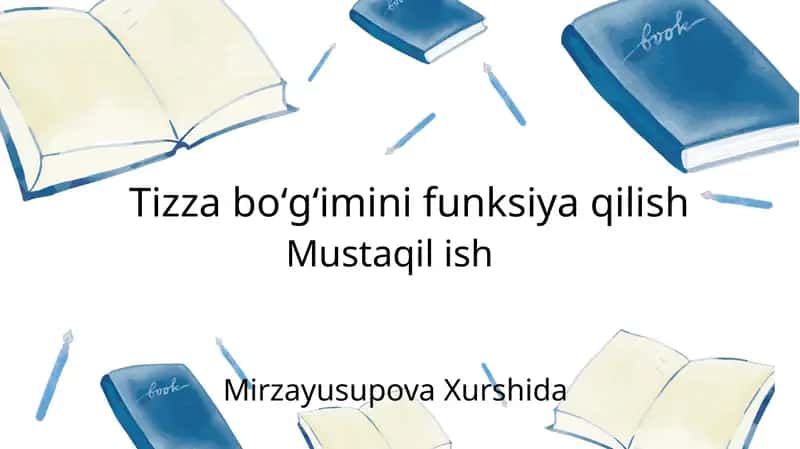 tizza boʻgʻimini funksiya qilish