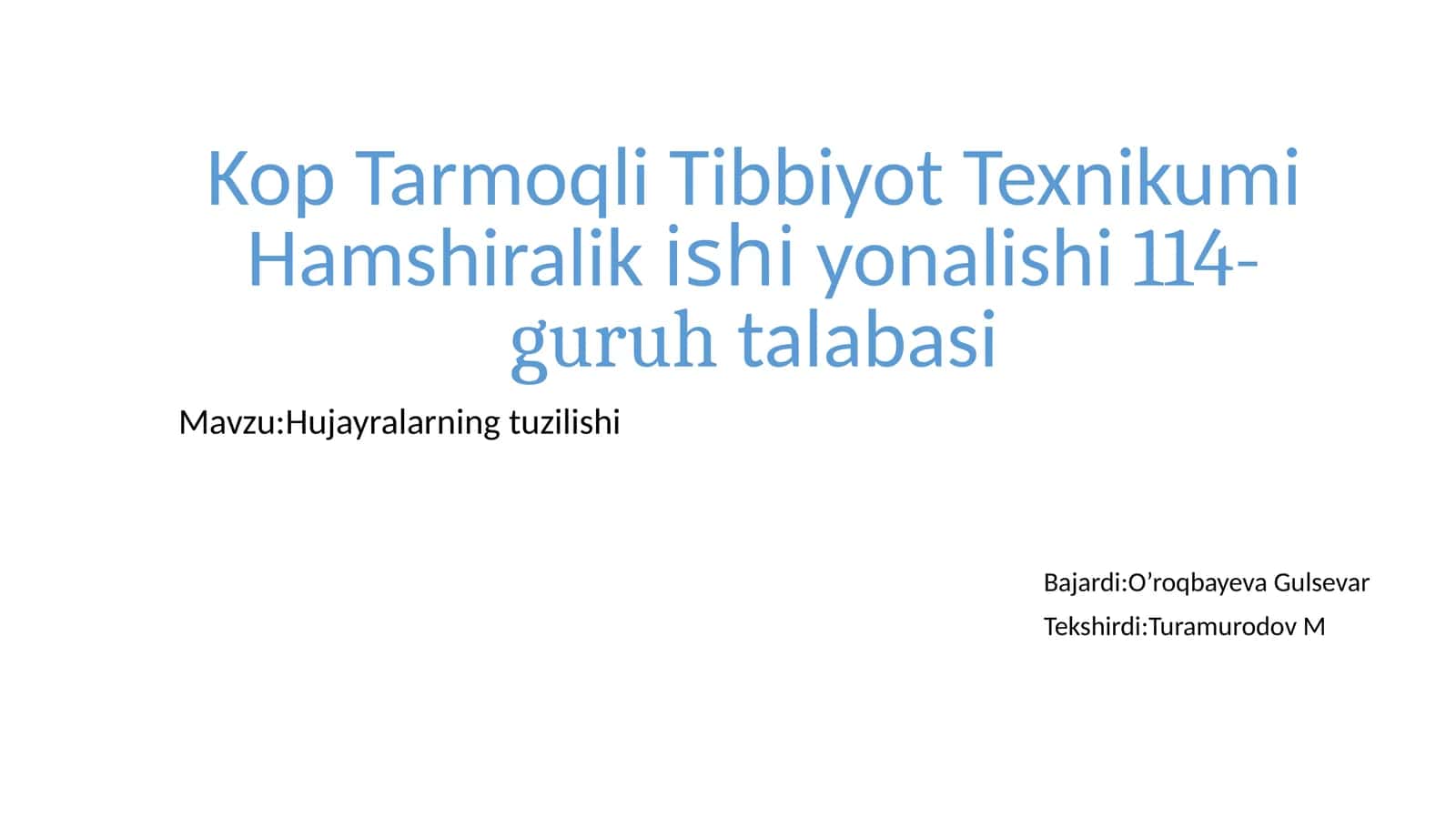 Kop Tarmoqli Tibbiyot Texnikumi Hamshiralik ishi 114-guruhtalabasi