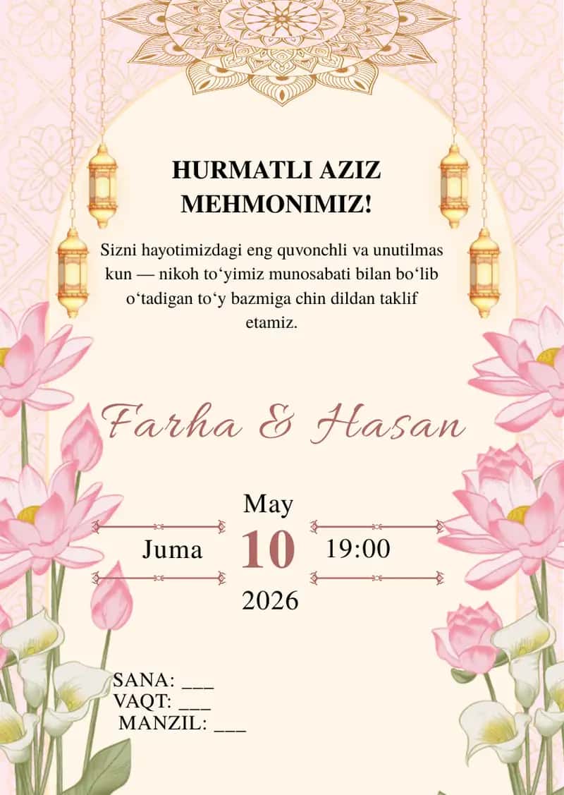 Taklifnoma shablon