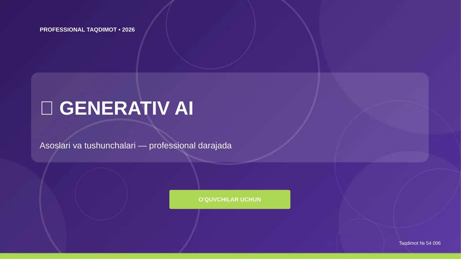 Generativ AI: asoslari va tushunchalari (professional darajada)