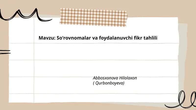 Soʻrovnomalar va foydalanuvchi fikr tahlili