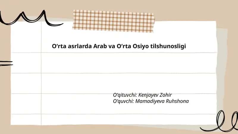 Oʻrta asrlarda Arab va Oʻrta Osiyo tilshunosligi