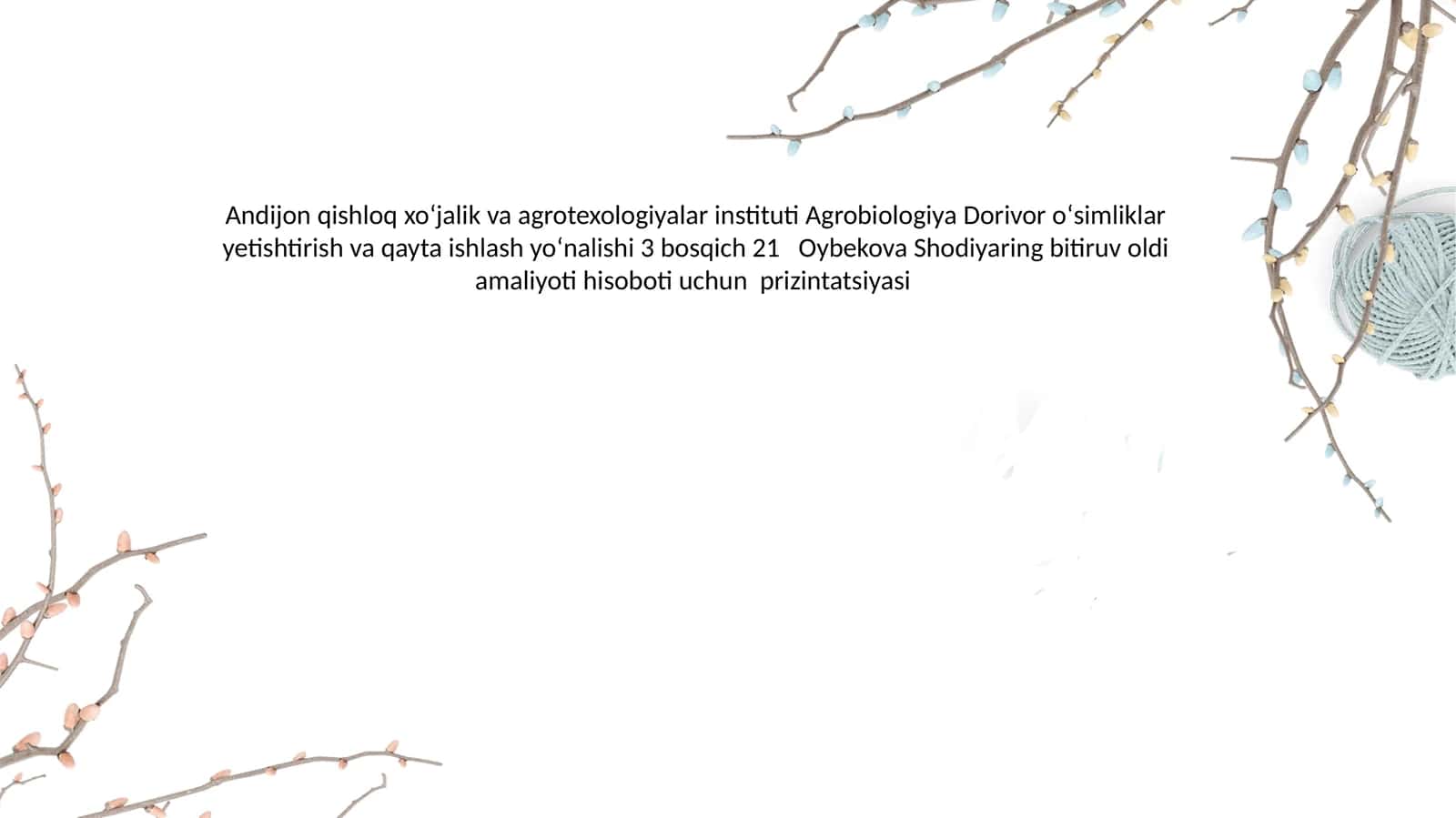 Agrobiologiya Dorivor O'simliklar Yetishtirish va Qayta Ishlash