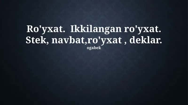 Ro'yxatlar bilan ishlash