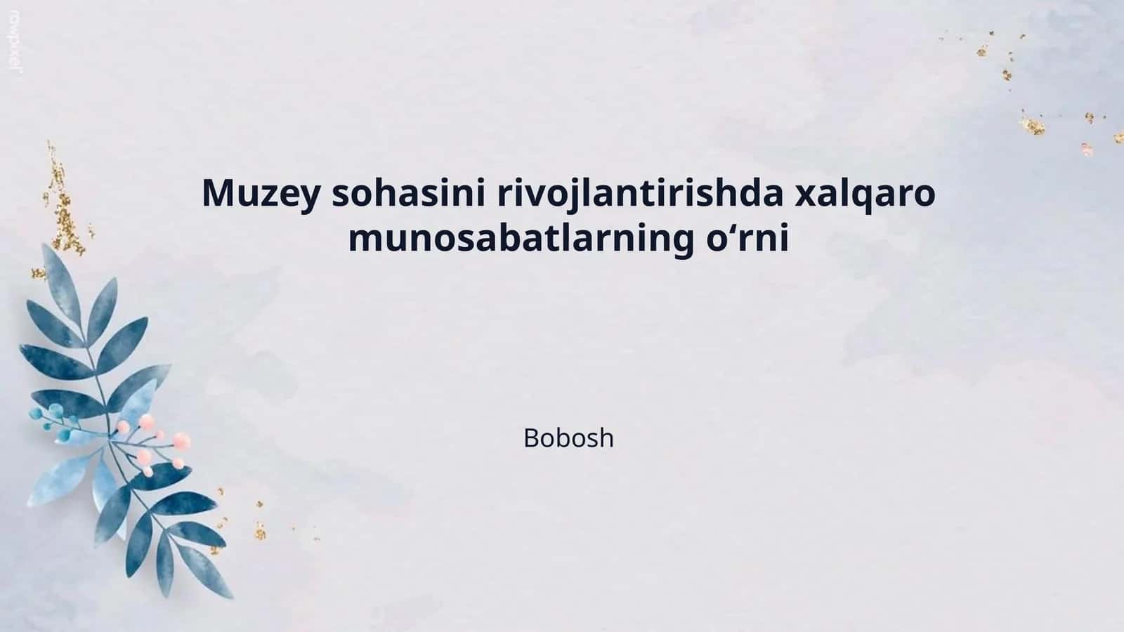 Muzey sohasini rivojlantirishda xalqaro munosabatlarning oʻrni