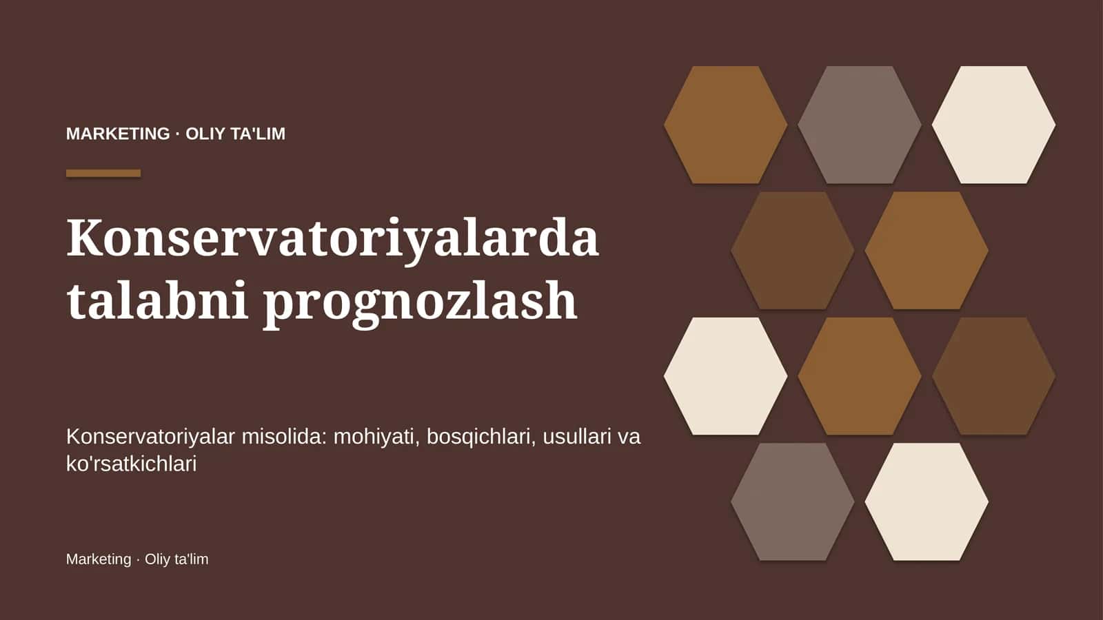 Konservatoriyalar misolida: mohiyati, bosqichlari, usullari va ko'rsatkichlari