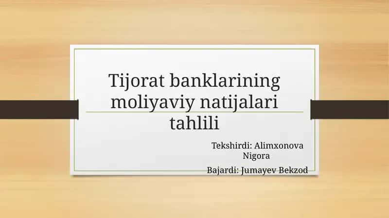 Moliyaviy natijalar tushunchasi va tahlili