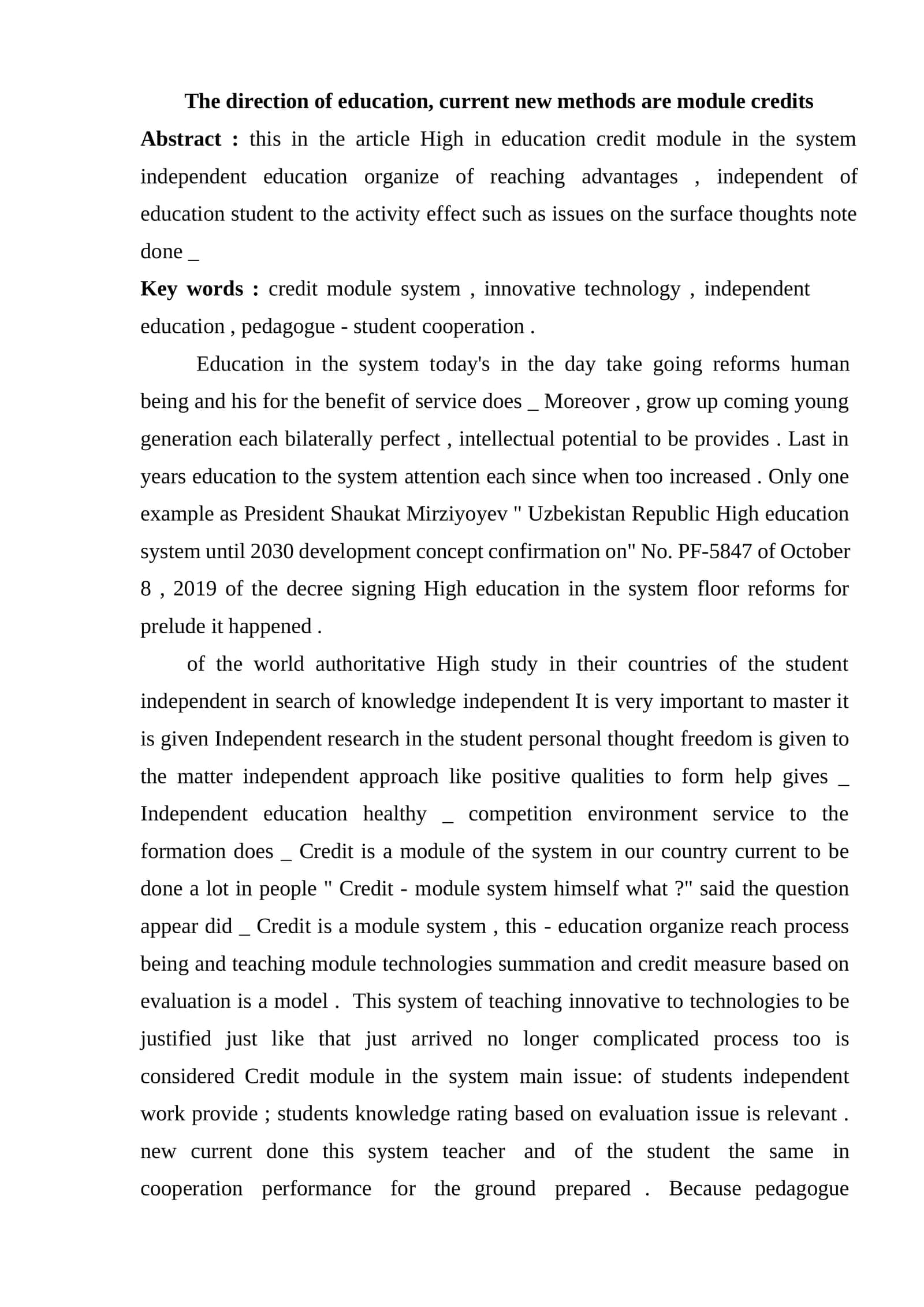 Credit module system in education