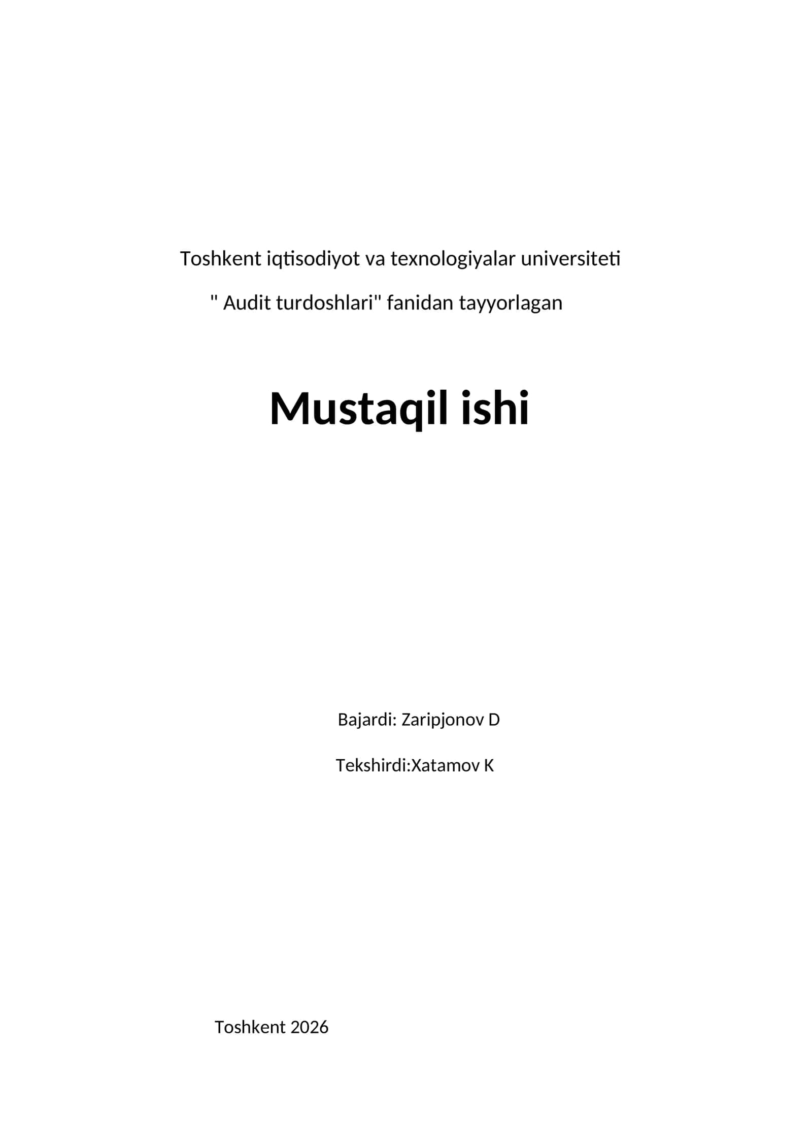 Auditorlik tanlashning mazmuni va mohiyati
