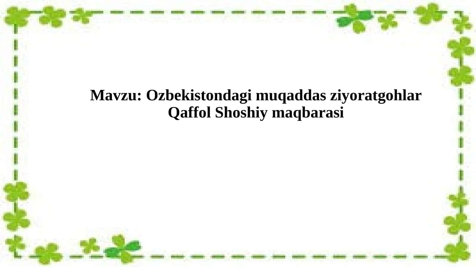 Qaffol Shoshiy maqbarasi