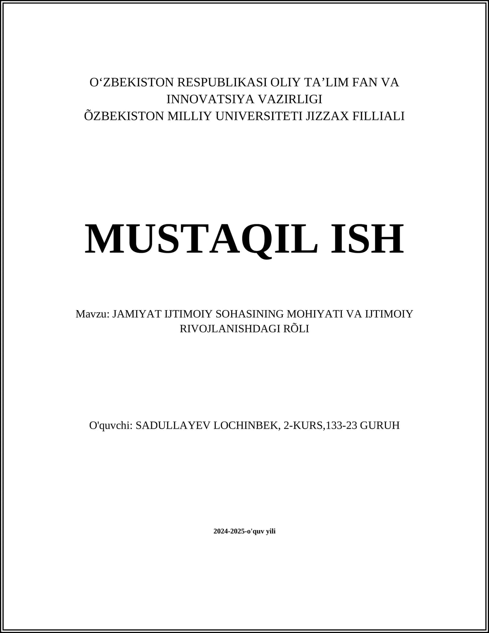 Jamiyat Ijtimoiy Sohasi