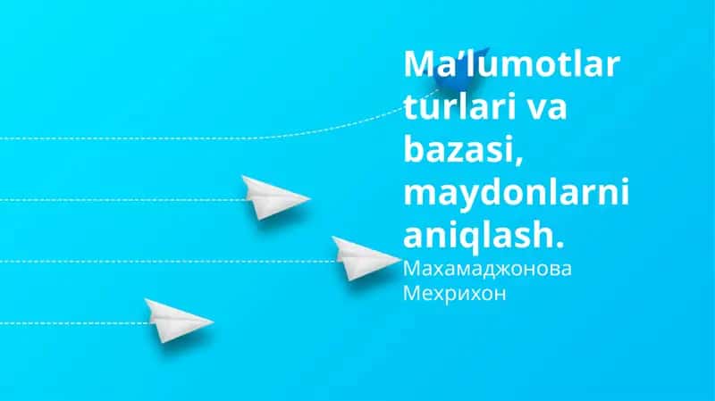 Ma’lumotlar turlari va bazasi, maydonlarni aniqlash