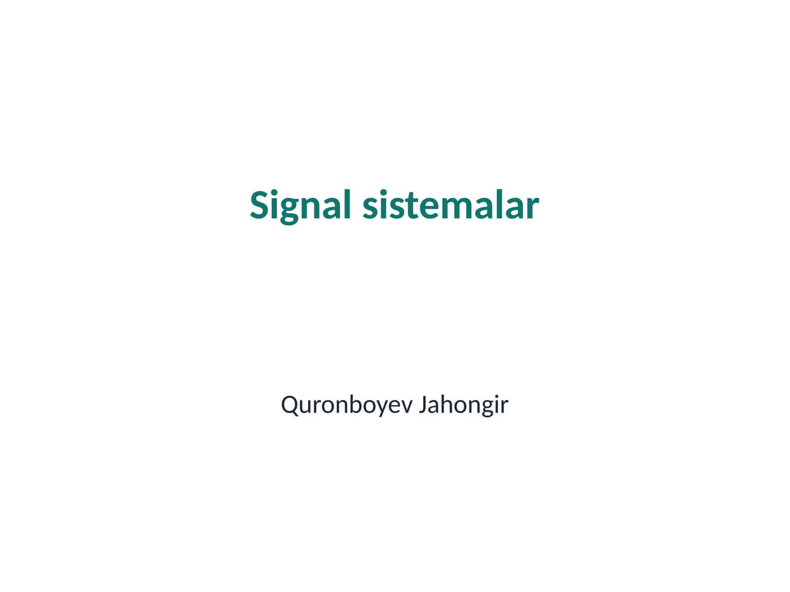 Signal sistemalar