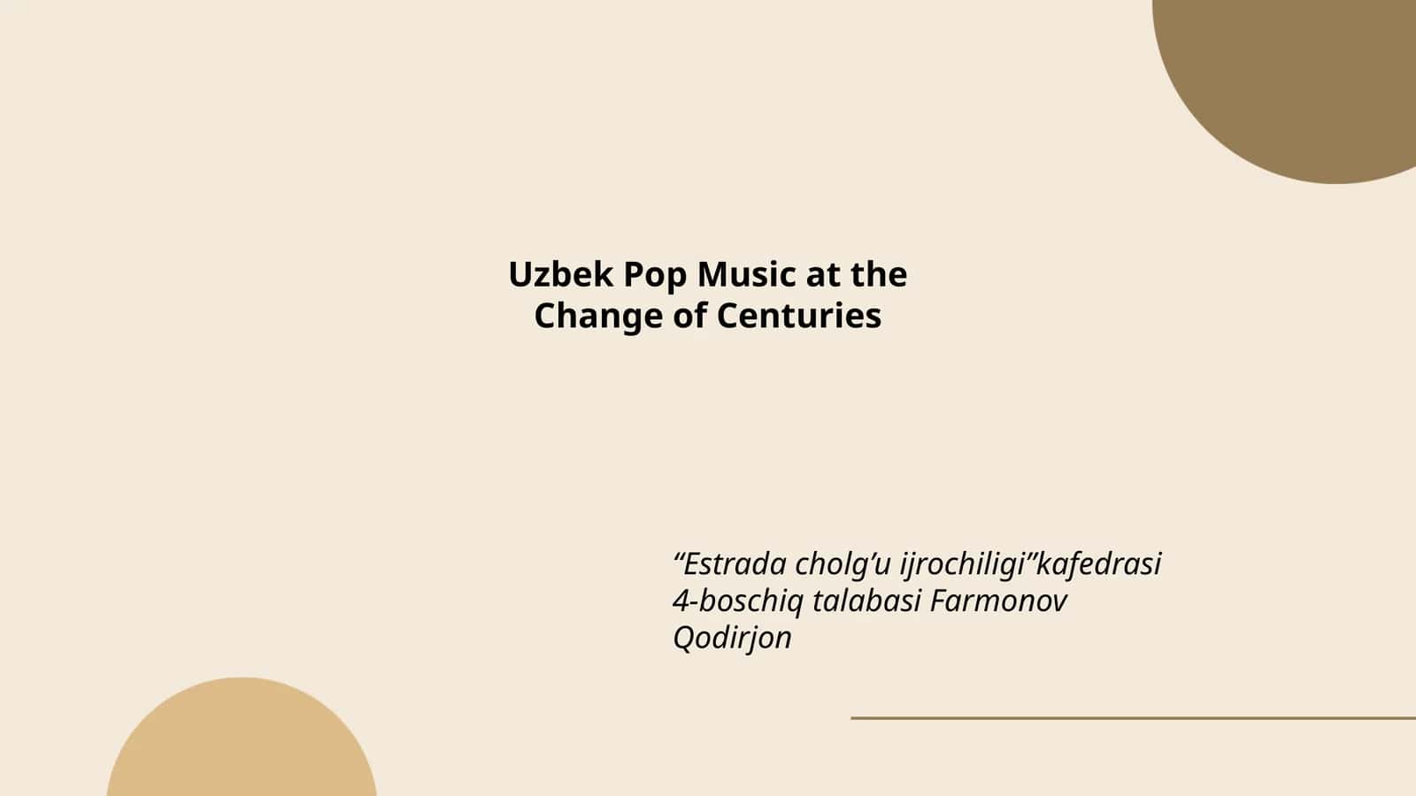 Uzbek Pop Music at the Change of Centuries
