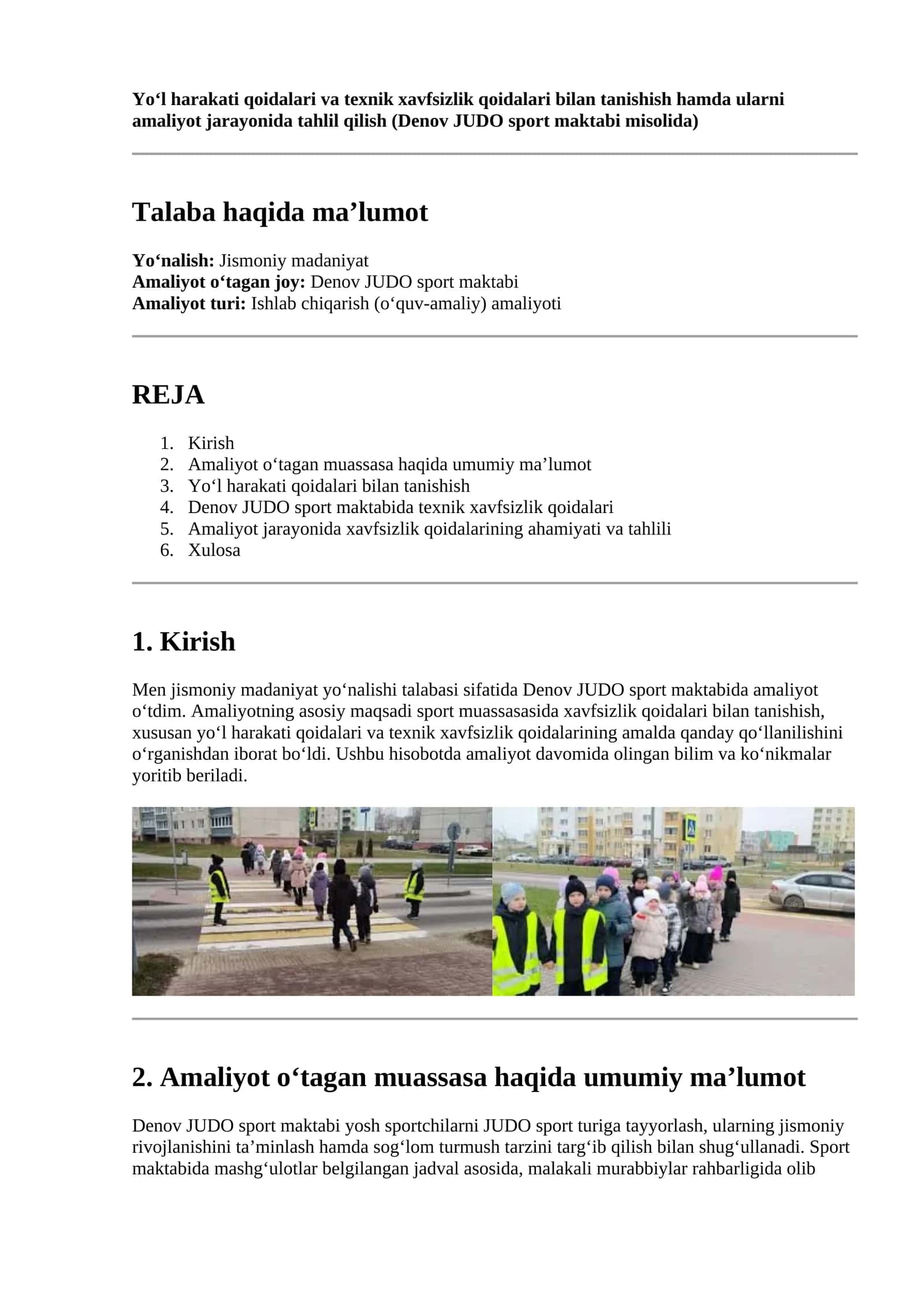 Yo‘l harakati qoidalari va texnik xavfsizlik qoidalari bilan tanishish