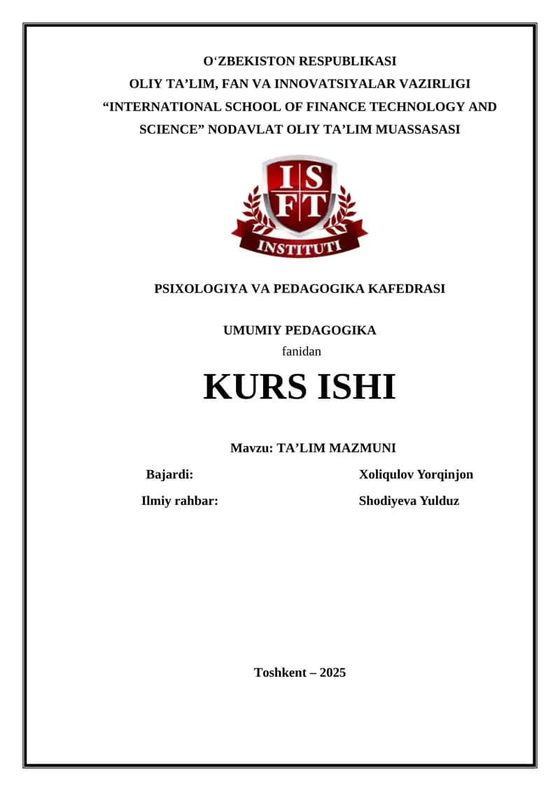 UMUMIY PEDAGOGIKA