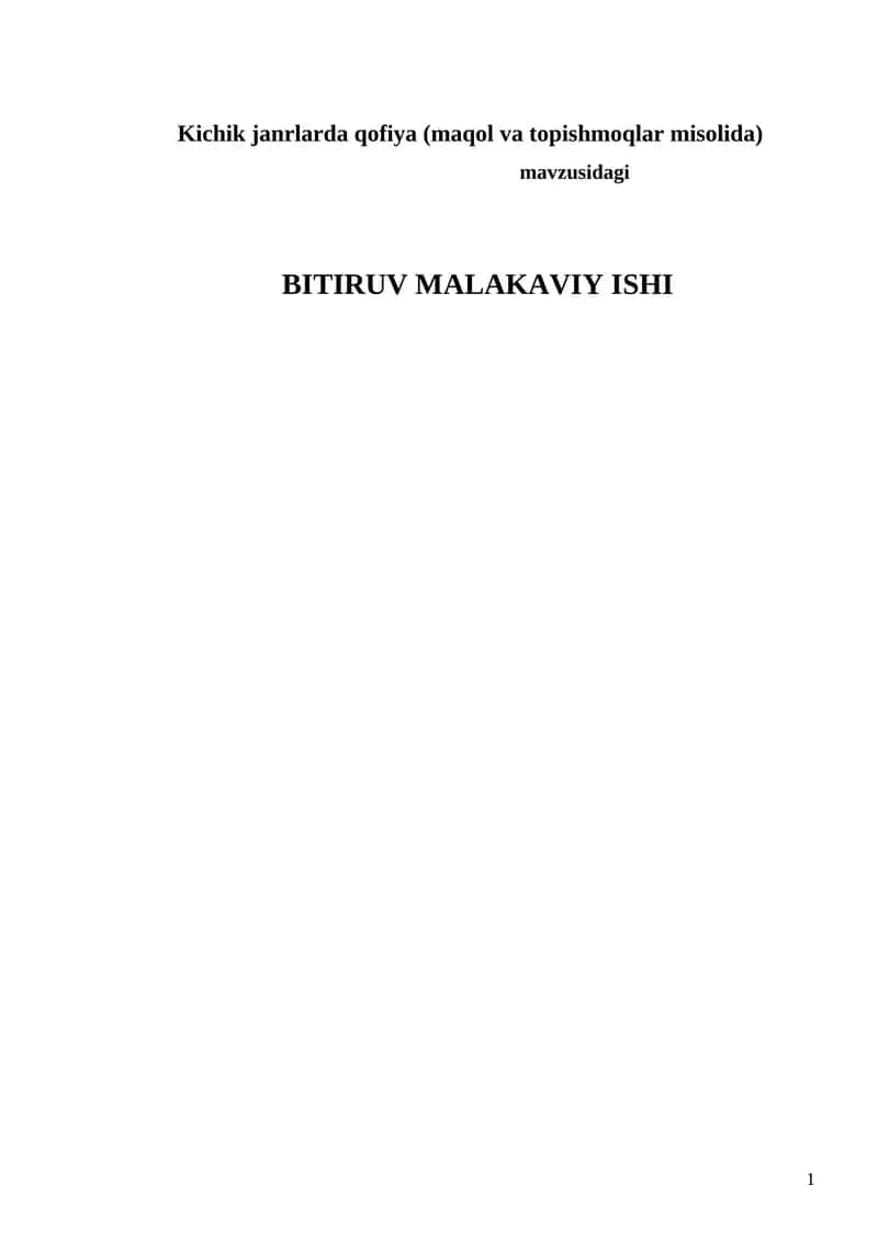 BITIRUV MALAKAVIY ISHI