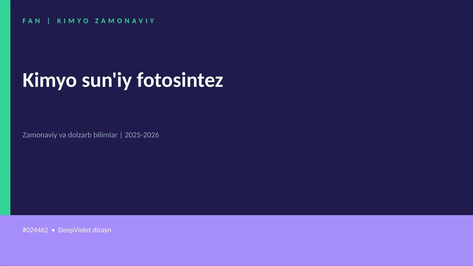 Kimyo sun'iy fotosintez