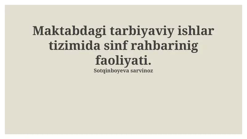 Maktabdagi tarbiyaviy ishlar tizimi